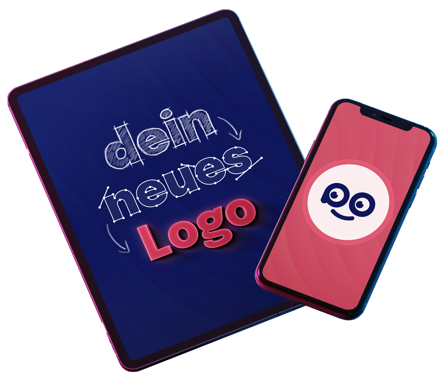 Ein Smartphone und ein Tablet zeigen ein Beispiel eines Logodesigns